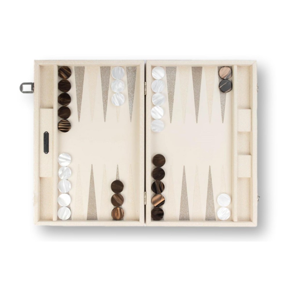Backgammon en Cuir - Effet Galuchat - Format Large