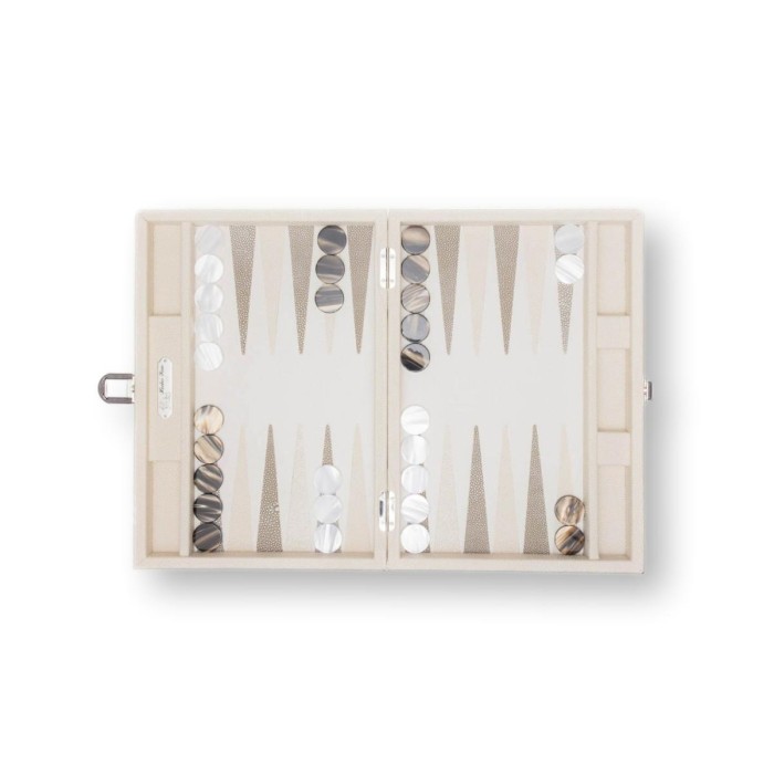 Backgammon en Cuir - Effet Galuchat - Format Medium
