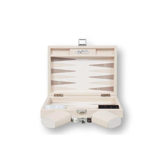 Backgammon Cuir Small Beige | Hector Saxe | L'Astuce Genève