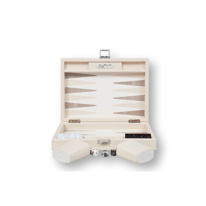 Backgammon Cuir Small Beige | Hector Saxe | L'Astuce Genève