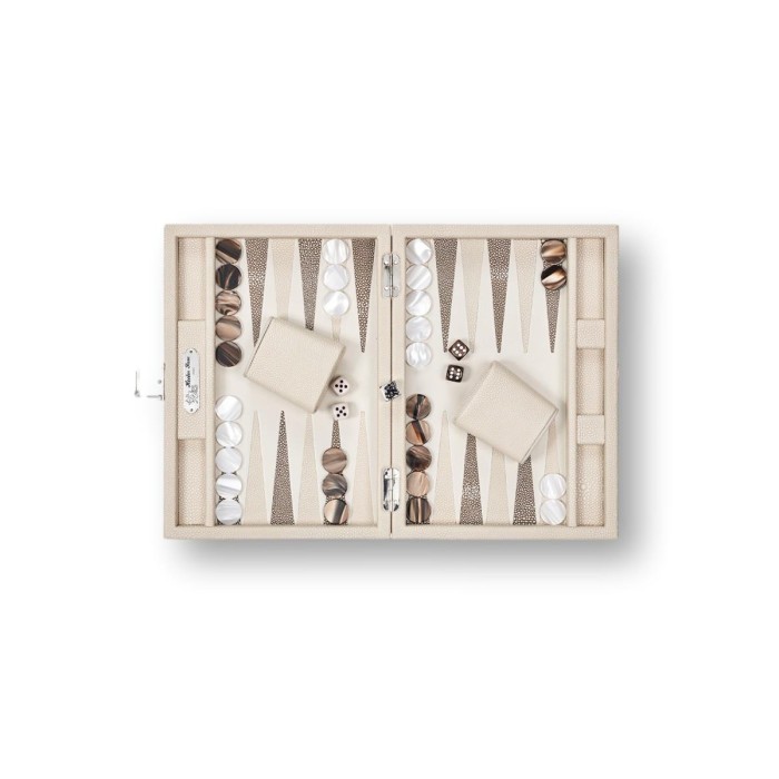 Backgammon en Cuir - Effet Galuchat - Format Small