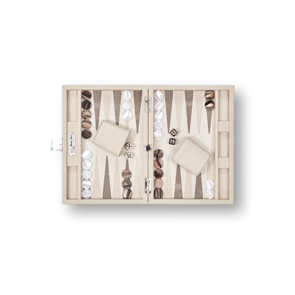 Backgammon en Cuir - Effet Galuchat - Format Small