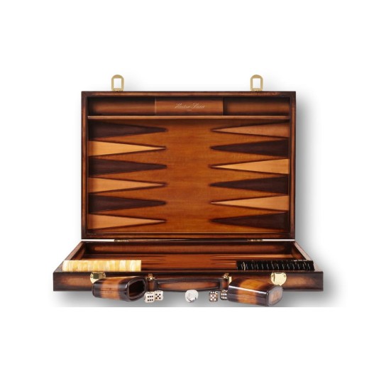 Backgammon en Cuir - Effet Patiné - Format Compétition