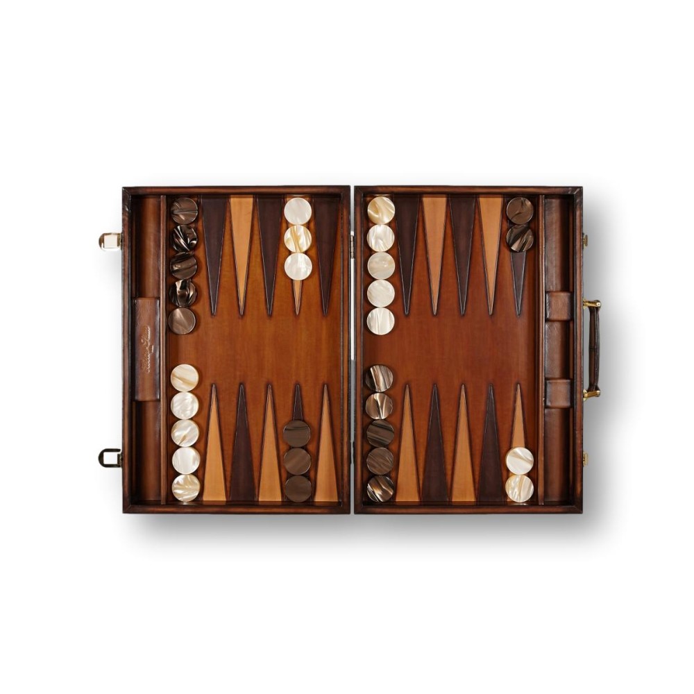 Backgammon en Cuir - Effet Patiné - Format Compétition