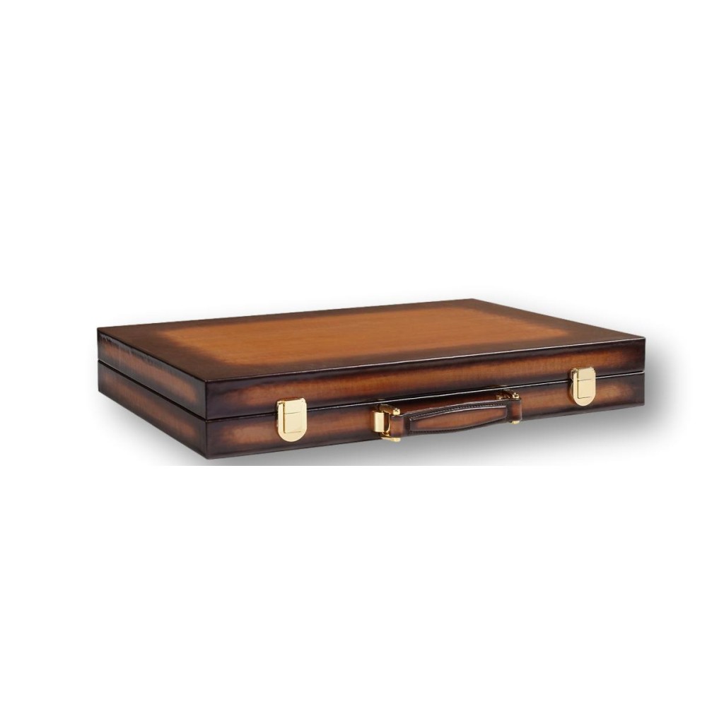 Backgammon en Cuir - Effet Patiné - Format Compétition