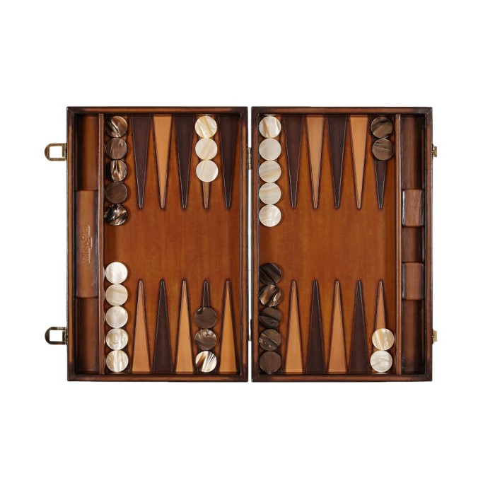 Backgammon en Cuir - Effet Patiné - Format Large