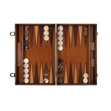 Backgammon en Cuir - Effet Patiné - Format Large