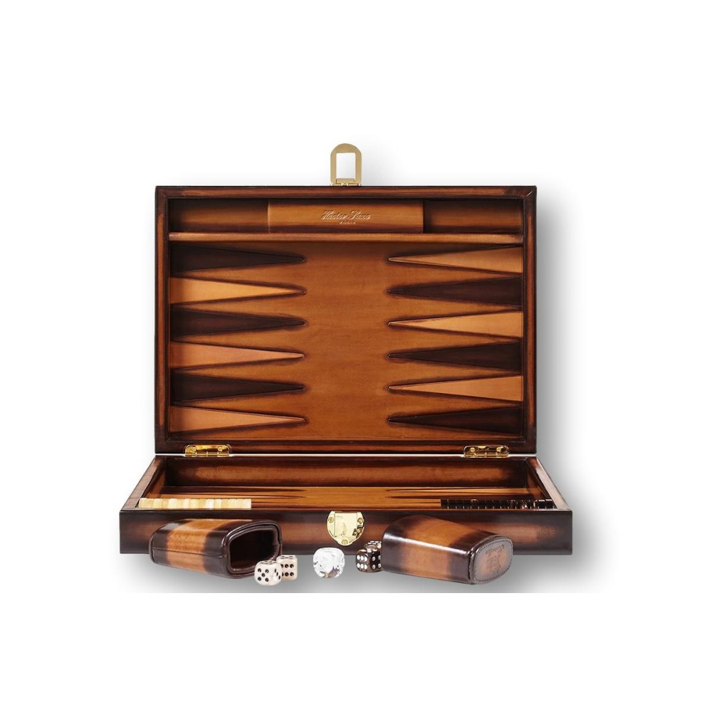 Backgammon Cuir Medium Cognac | Hector Saxe | L'Astuce Genève