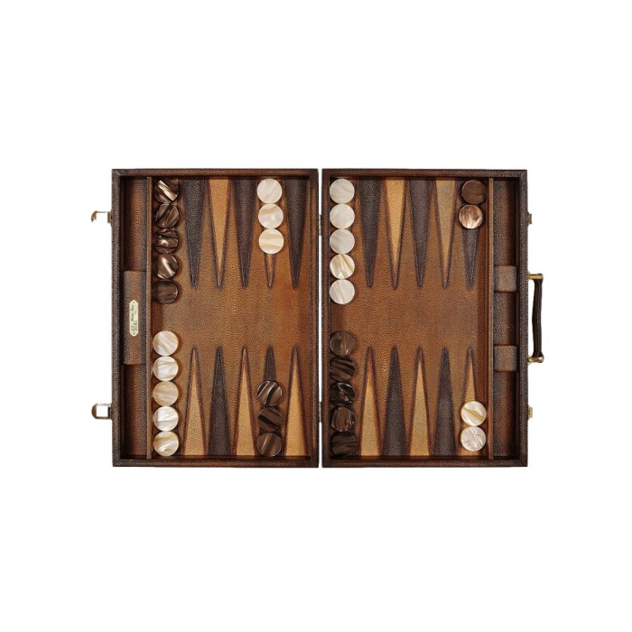Backgammon en Cuir - Effet Patiné Galuchat - Format Compétition
