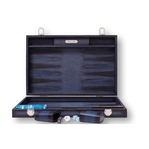 Backgammon Cuir Large Bleu | Hector Saxe|Astuce Genève