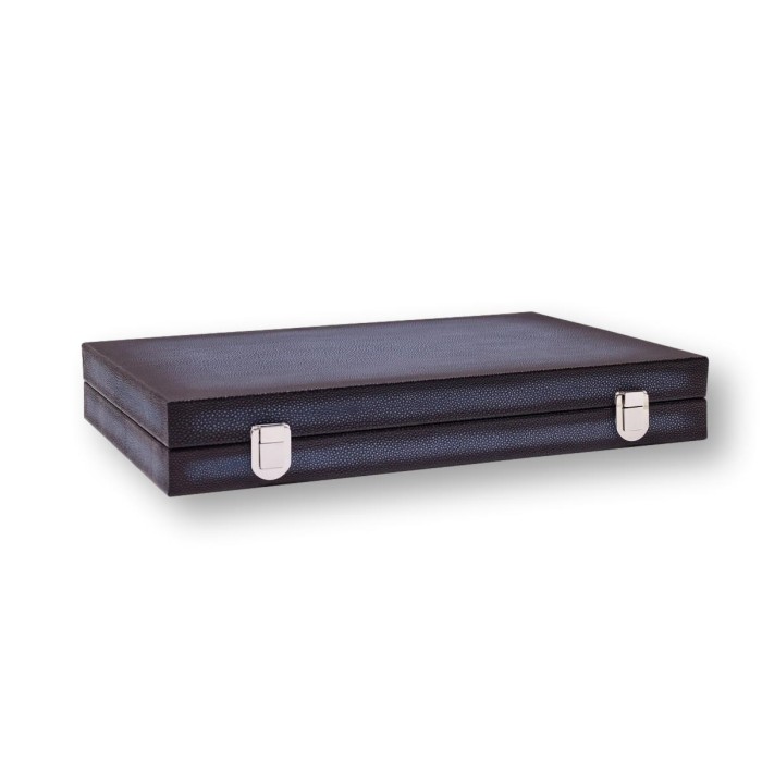 Backgammon en Cuir - Effet Patiné Galuchat - Format Large