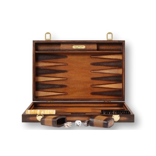 Backgammon Cuir Large Cognac | Hector Saxe | L'Astuce Genève