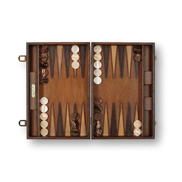 Patina-Galuchat-Leder Backgammon Medium