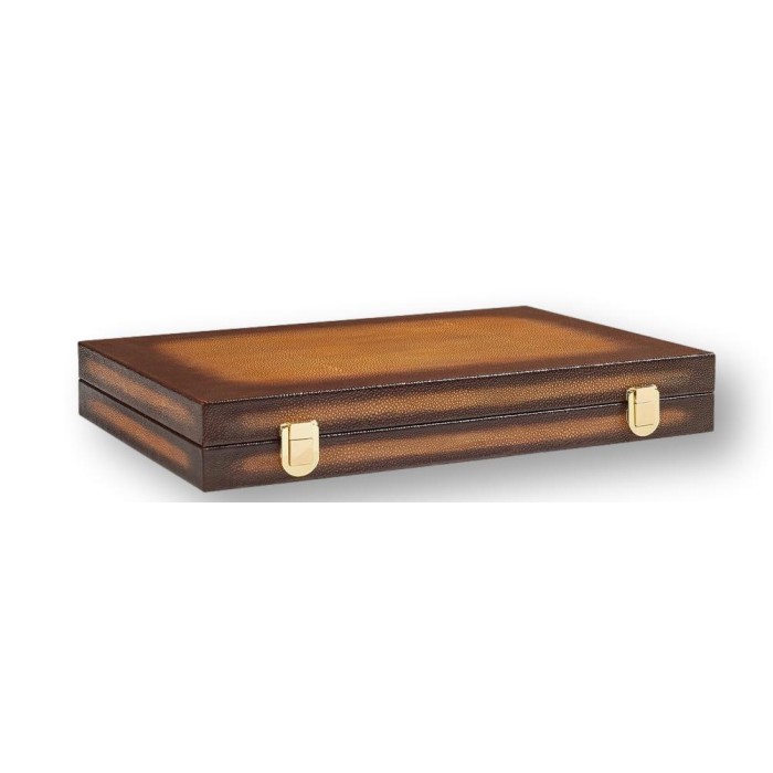 Backgammon en Cuir - Effet Patiné Galuchat - Format Médium