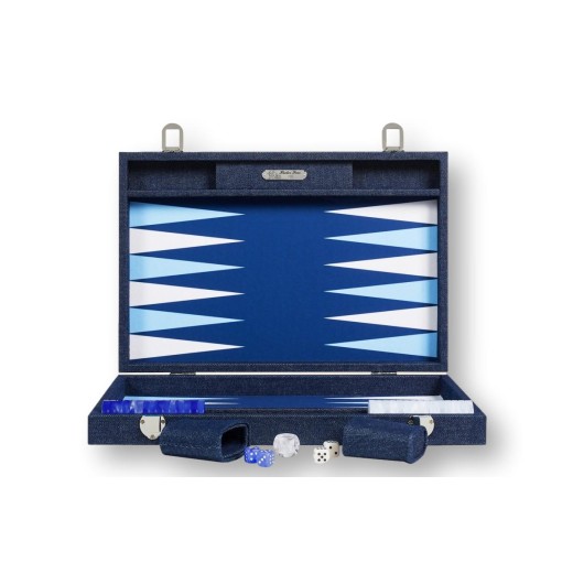 Backgammon Toile Large Bleu | Hector Saxe | L'Astuce Genève