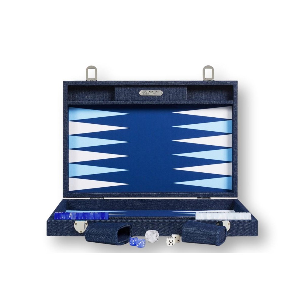 Backgammon Toile Large Bleu | Hector Saxe | L'Astuce Genève