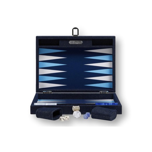 Backgammon Toile Medium Bleu | Hector Saxe | L'Astuce Genève