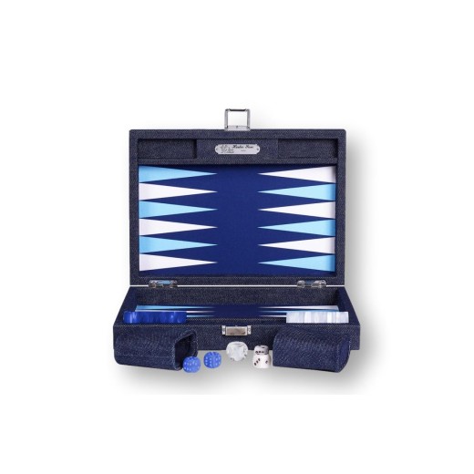 Backgammon Toile Small Bleu | Hector Saxe | L'Astuce Genève