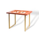 Table Backgammon Cuir Corail | Hector Saxe | L'Astuce Genève
