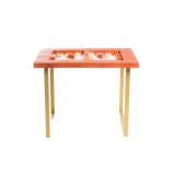 Table de Backgammon en Cuir - Effet Alligator - Pieds Métal en U