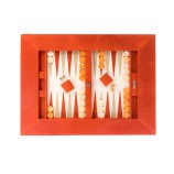 Table de Backgammon en Cuir - Effet Alligator - Pieds Métal en U