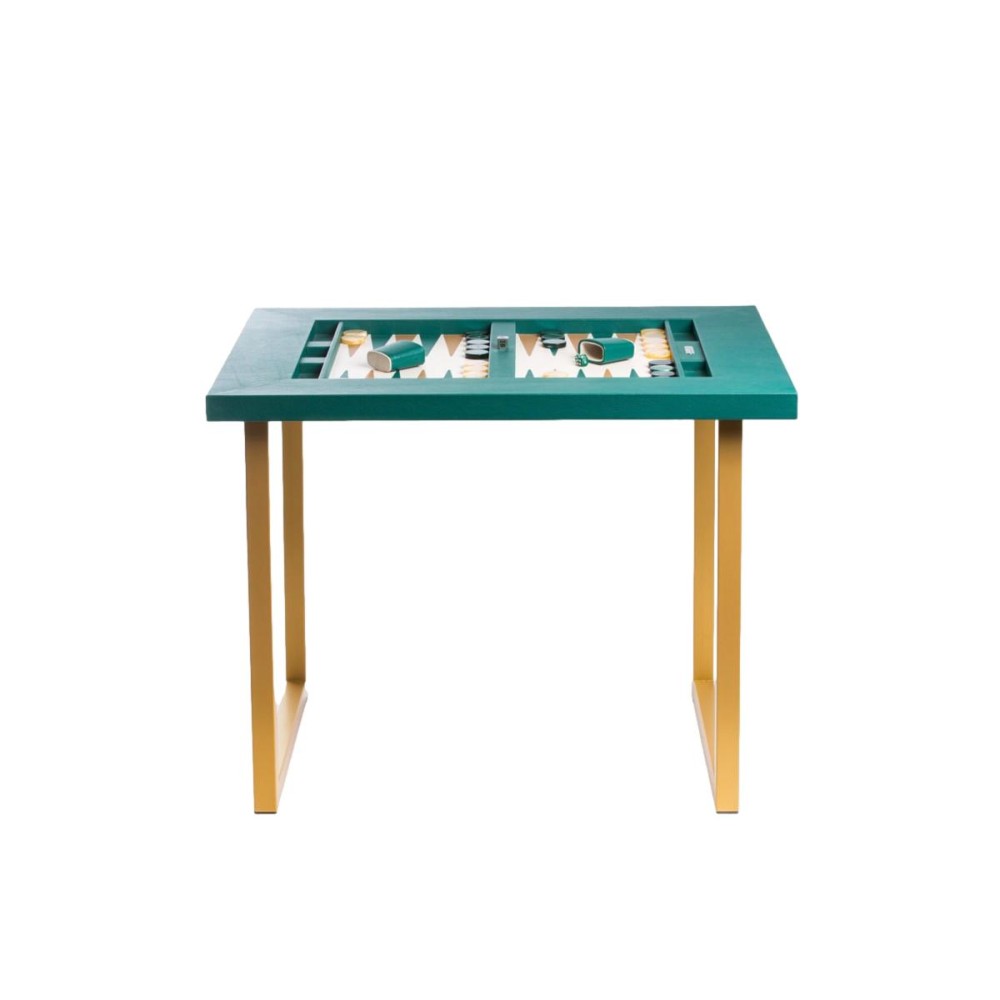 Table de Backgammon en Cuir - Effet Buffle - Pieds Métal en U