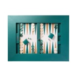 Table de Backgammon en Cuir - Effet Buffle - Pieds Métal en X