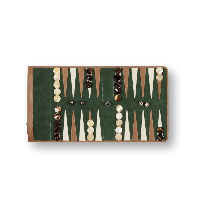 Backgammon da Viaggio in Pelle Scamosciata