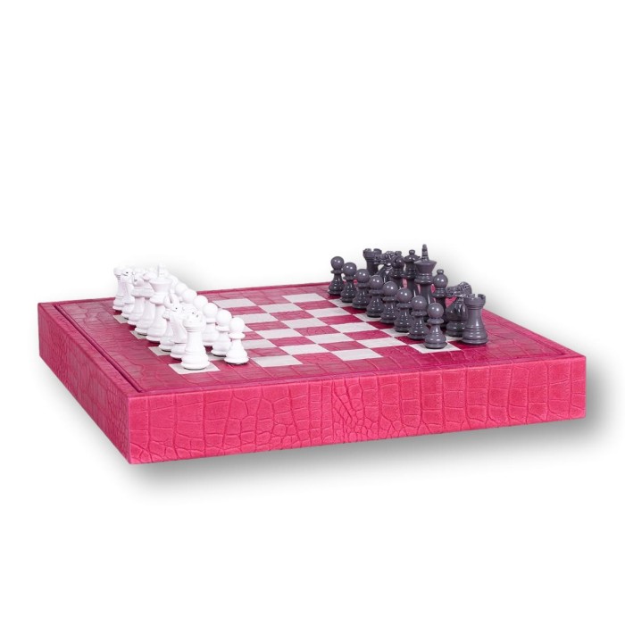 Coffret d'échecs - Cuir - Effet Alligator - 35cm
