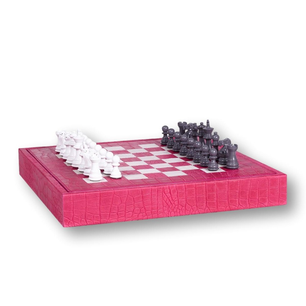 Coffret d'échecs - Cuir - Effet Alligator - 35cm