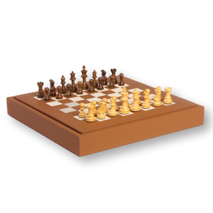 Coffret d'échecs - Cuir - Effet de Buffle - 35cm