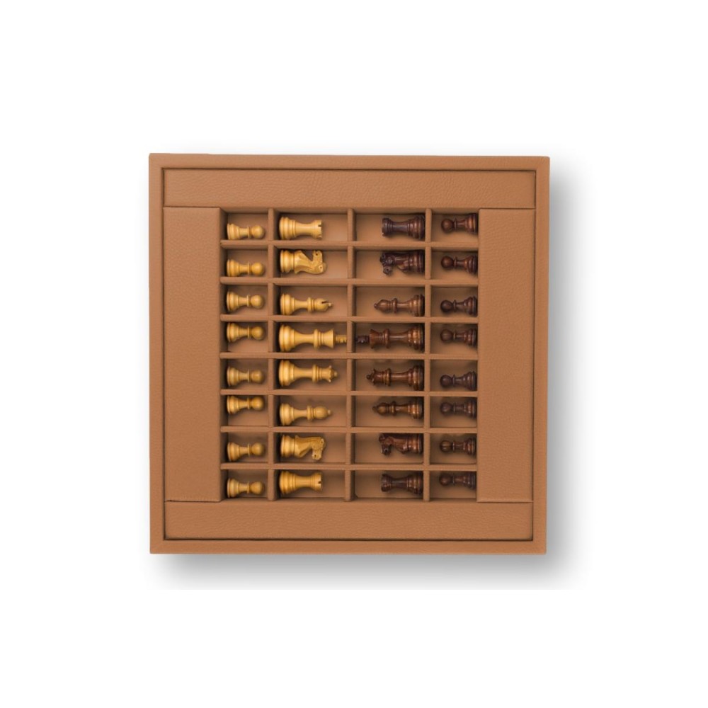 Coffret d'échecs - Cuir - Effet de Buffle - 35cm