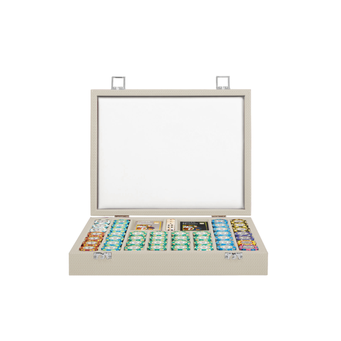 Pokerkoffer Gliederoptik Leder 440 Chips