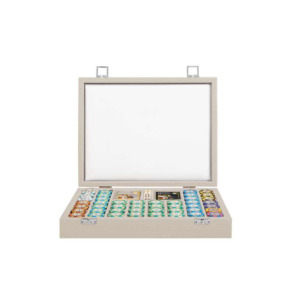Chain Effect Leather Poker Case 440 Chips