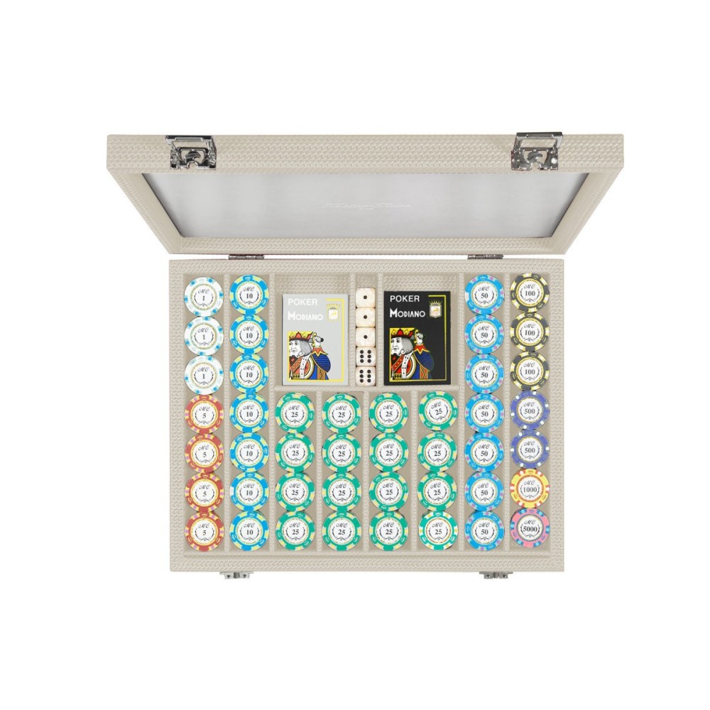 Pokerkoffer Gliederoptik Leder 440 Chips