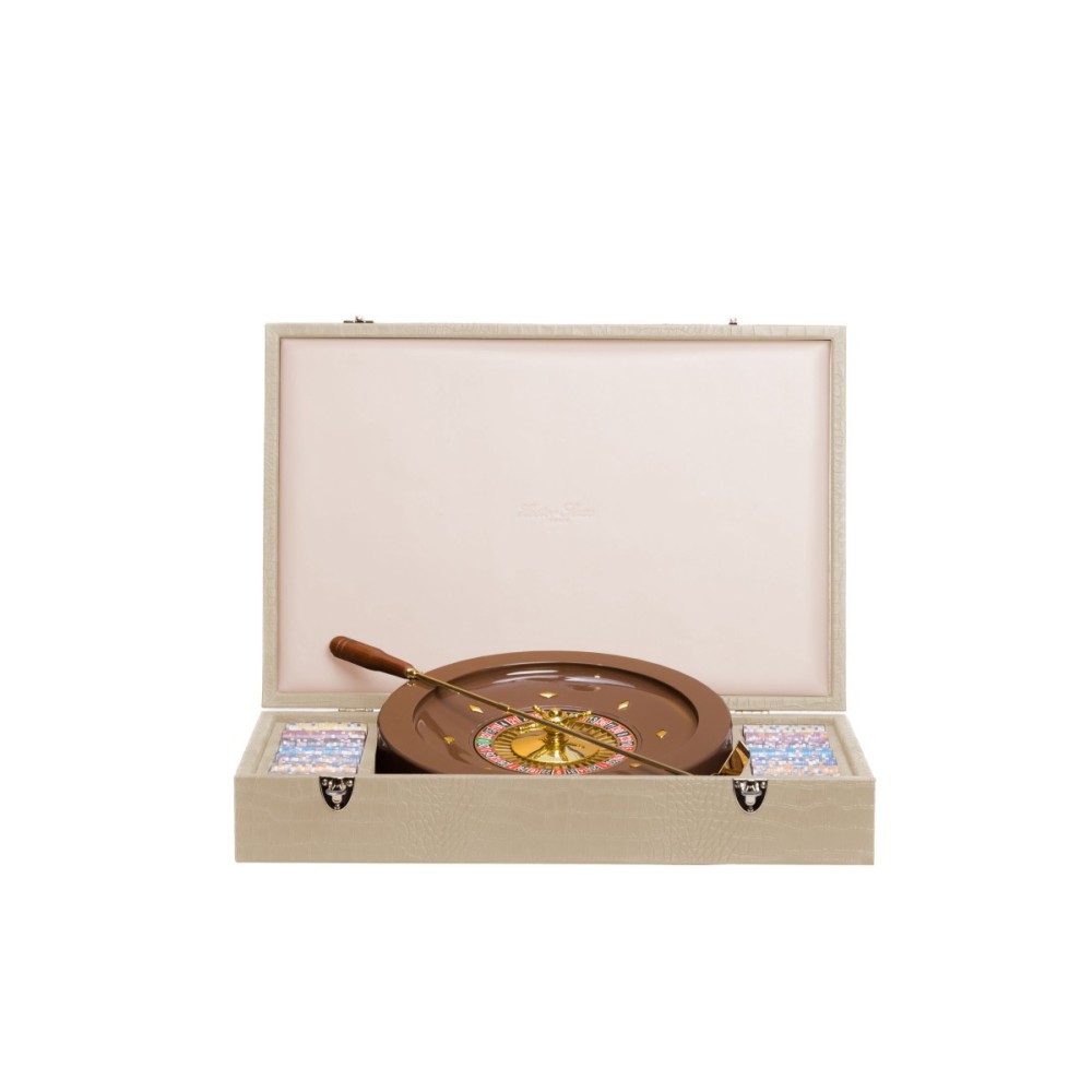 Scatola Set Roulette Pelle Alligatore