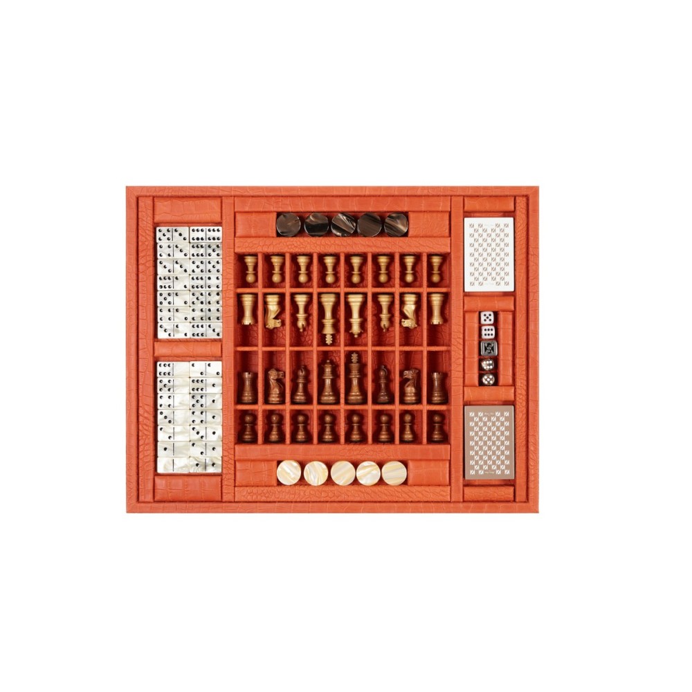 Coffret Multi-jeux - Cuir - Effet Alligator