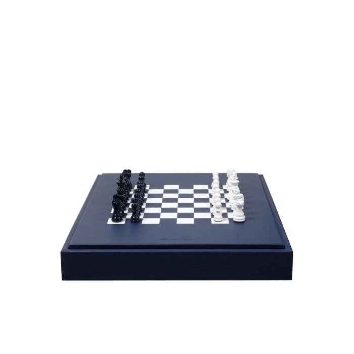 Coffret Multi-jeux  Cuir  Bleu de France | Hector Saxe | L'Astuce Genève