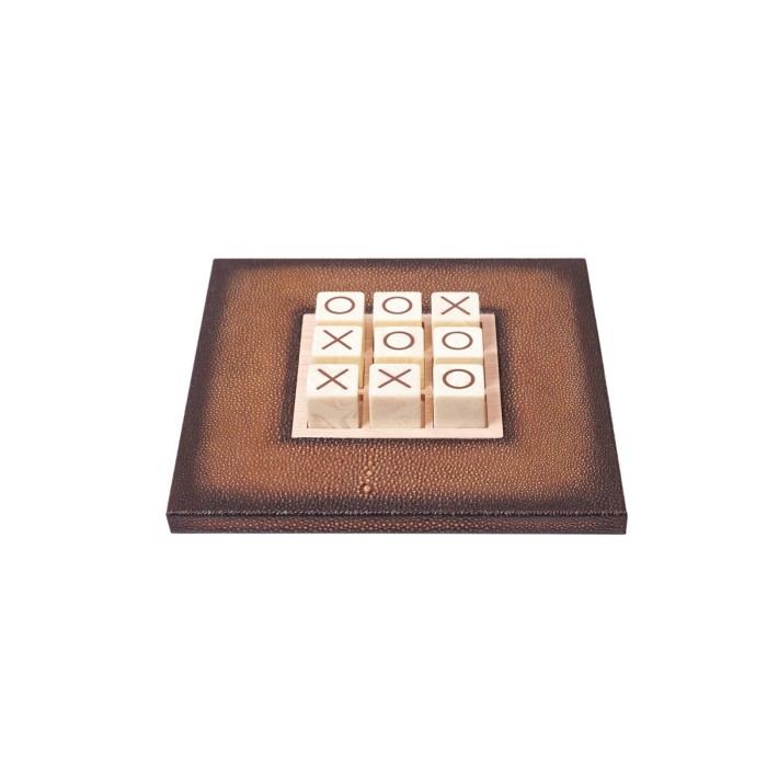 Tic Tac Toe Spiel Patina Galuchat Cognac