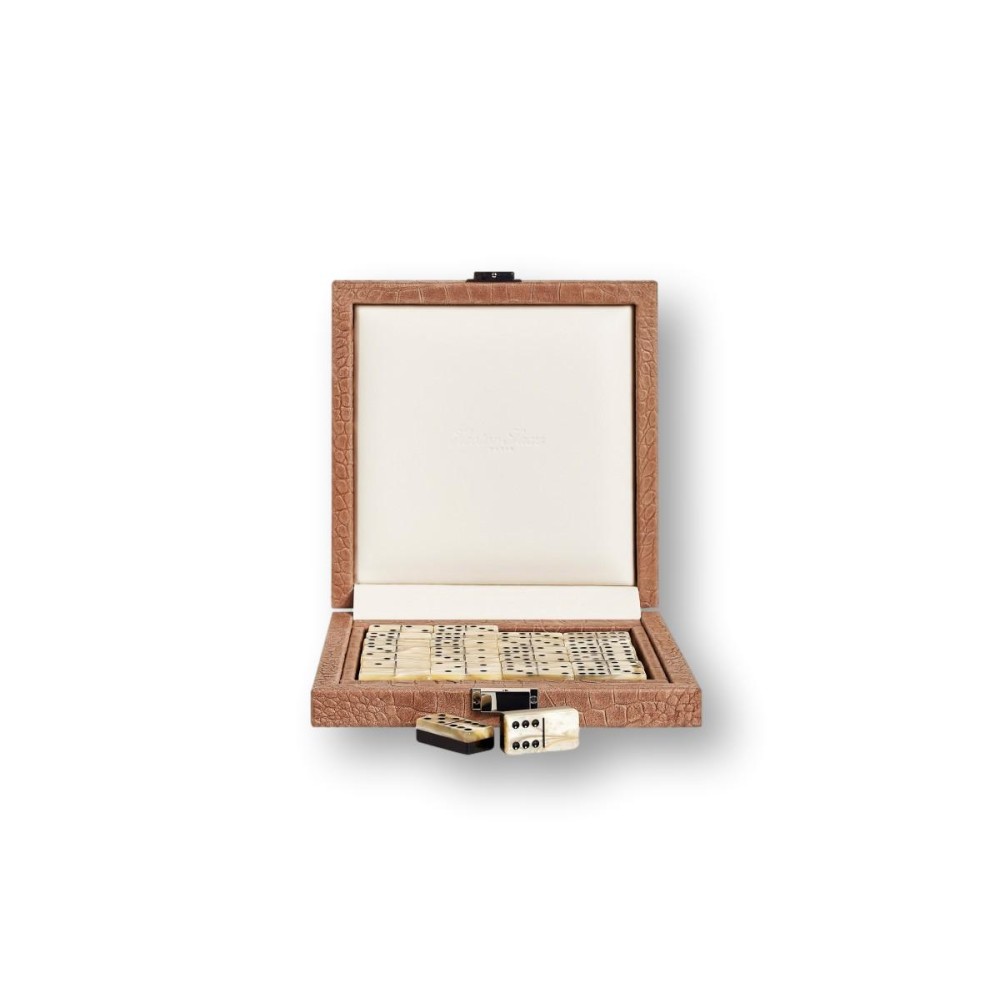 Coffret Domino Deluxe Cuir  Ambre | Hector Saxe | L'Astuce Genève