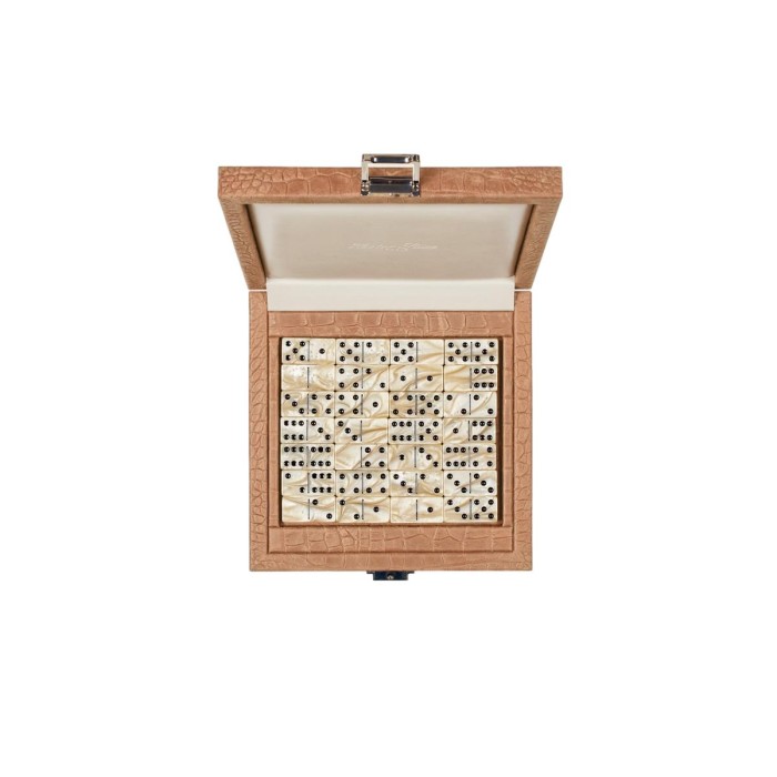 Coffret Domino Deluxe - Cuir - Effet Alligator