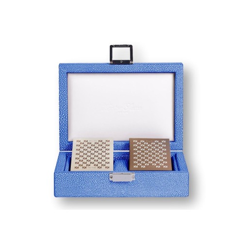 Coffret Cartes Cuir  Bleu | Hector Saxe | L'Astuce Genève