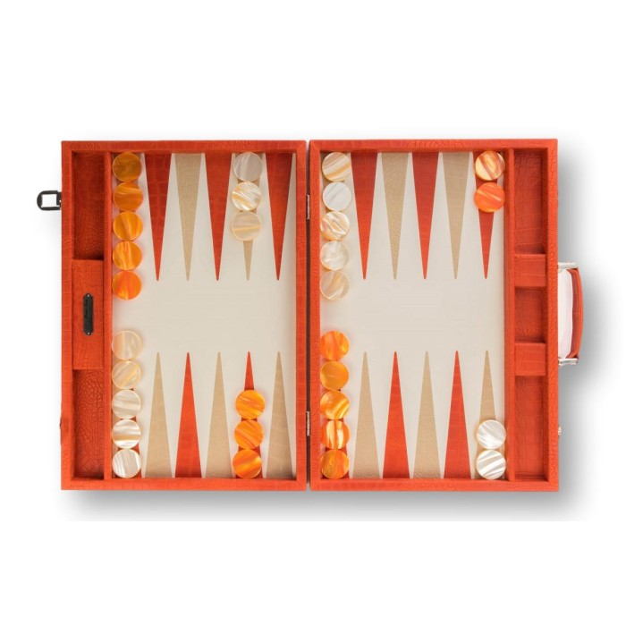 Backgammon en Cuir - Effet Alligator - Format Compétition