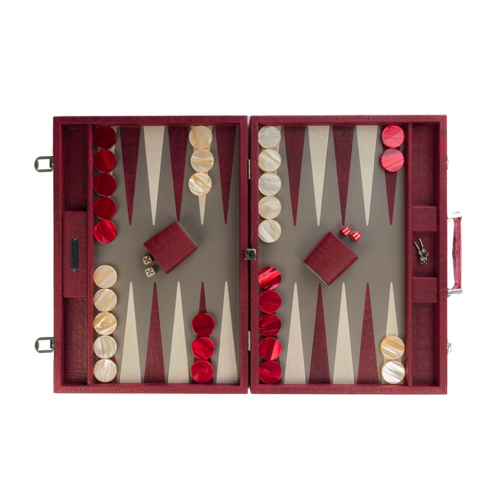 Backgammon en Cuir - Effet Alligator - Format Compétition