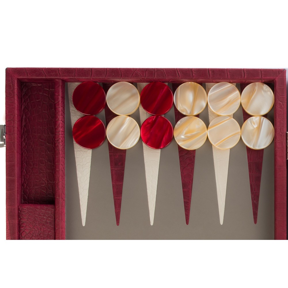 Backgammon en Cuir - Effet Alligator - Format Compétition