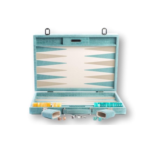 Backgammon en Cuir - Effet Alligator - Format Compétition