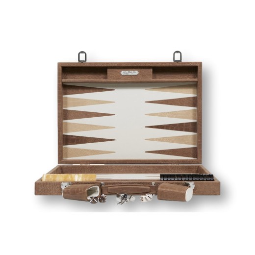 Backgammon en Cuir - Effet Alligator - Format Compétition