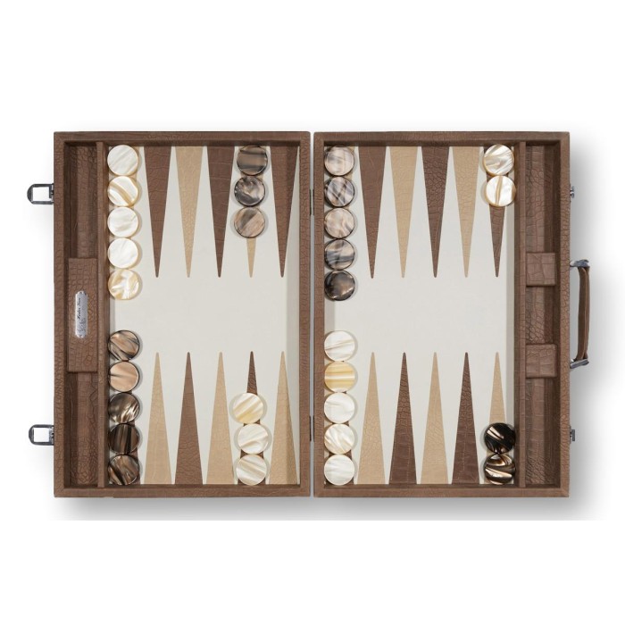 Backgammon en Cuir - Effet Alligator - Format Compétition