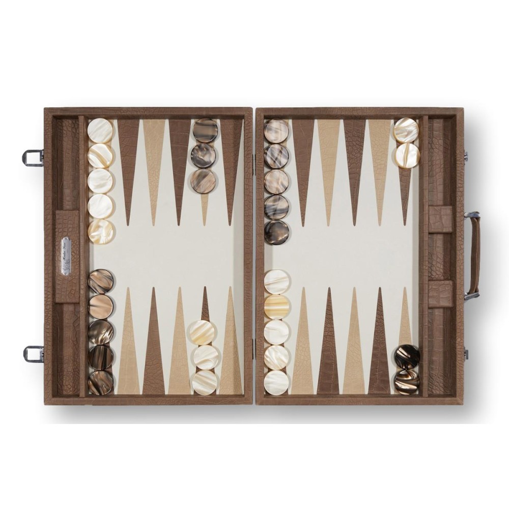 Backgammon en Cuir - Effet Alligator - Format Compétition