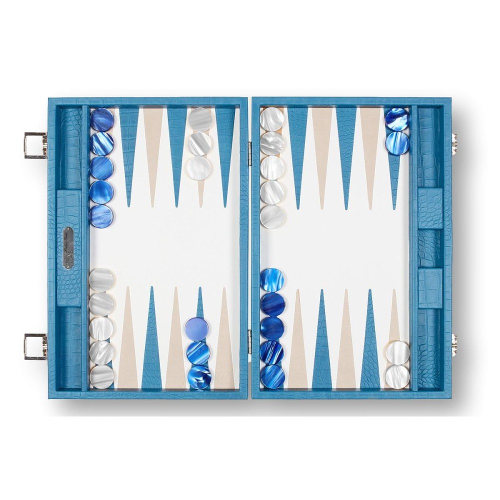 Backgammon en Cuir - Effet Alligator - Format Large